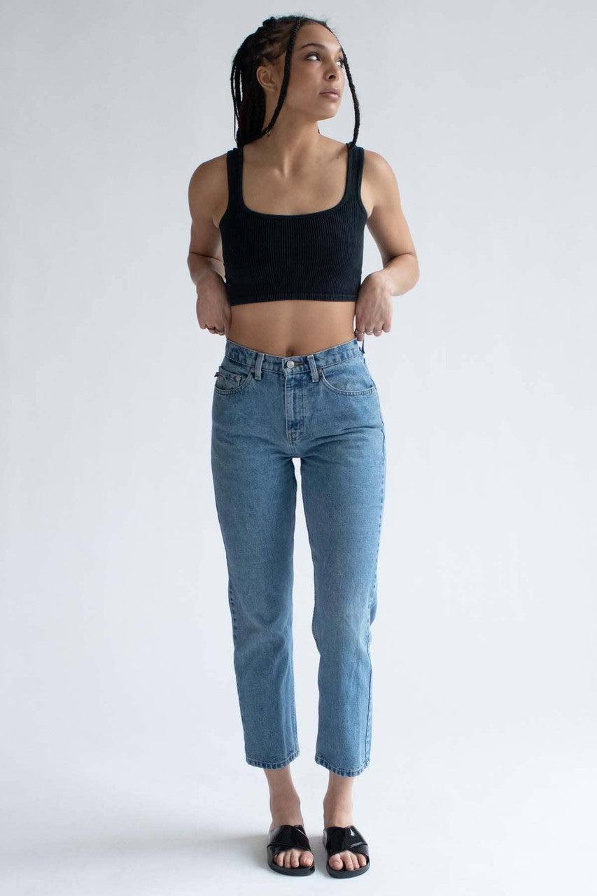 Black Washed Seamless Crop Tank Product Image