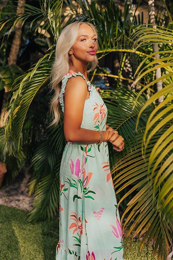 Happy Blooms Smocked Midi in Mint Product Image