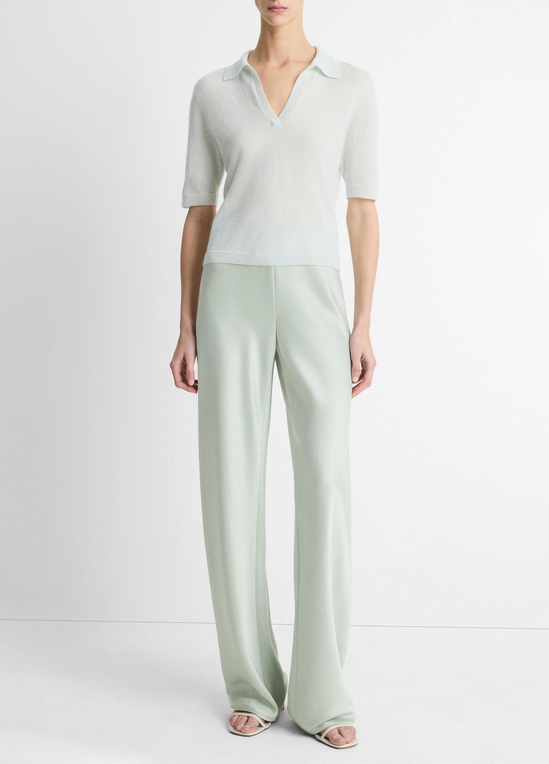 Cashmere-Silk Short-Sleeve Polo Sweater Product Image