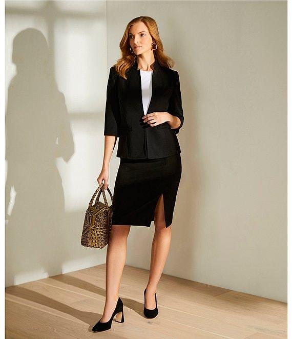 Preston & York Morgan Twill Crepe Side Slit Coordinating Pencil Skirt Product Image