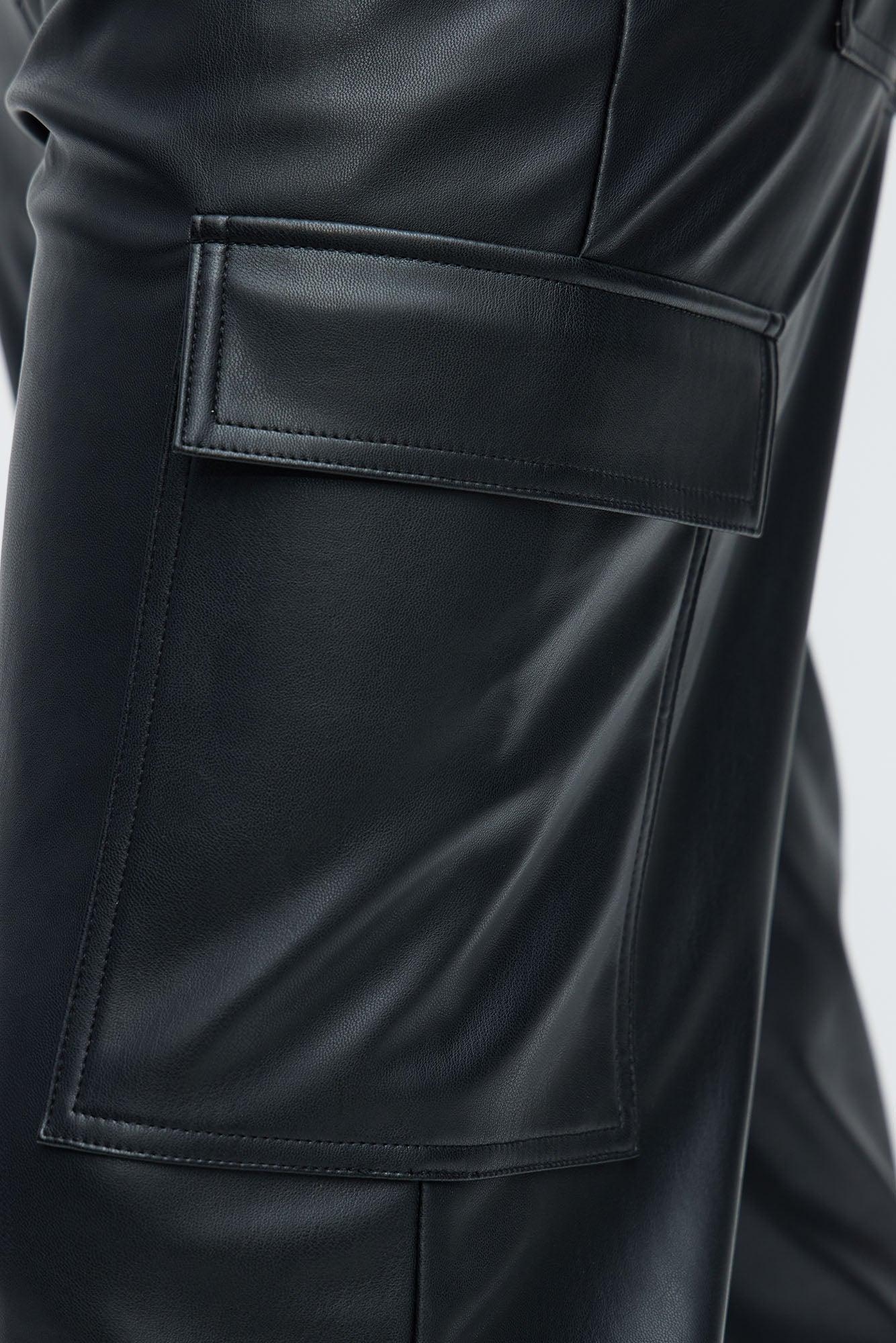 Royce Slim Faux Leather Pants - Black Product Image