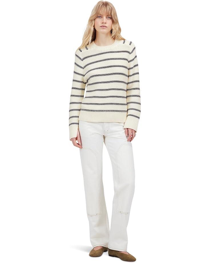 Stripe V-Neck Cozy Cotton Wedged Pullover Product Image