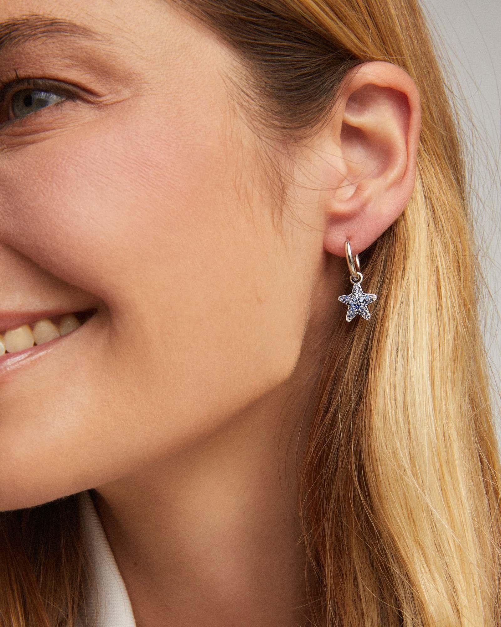 Jae Star Silver Pave Huggie Earrings Product Image