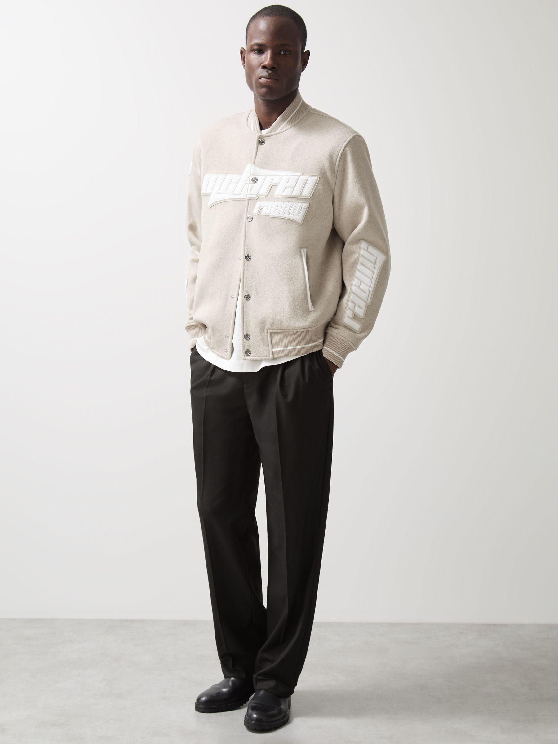 McLaren F1 Team Brushed Bomber Jacket in Oatmeal Melange Product Image