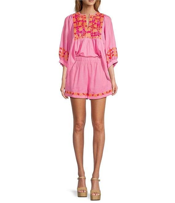 J.Marie Carlie V-Neck 3/4 Puff Sleeve Top Product Image