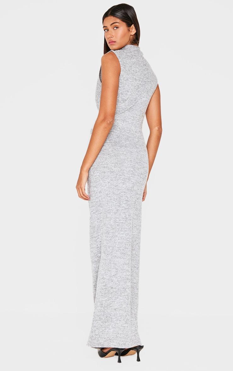 Grey Marl High Neck Ruched Detail Maxi Dress Product Image