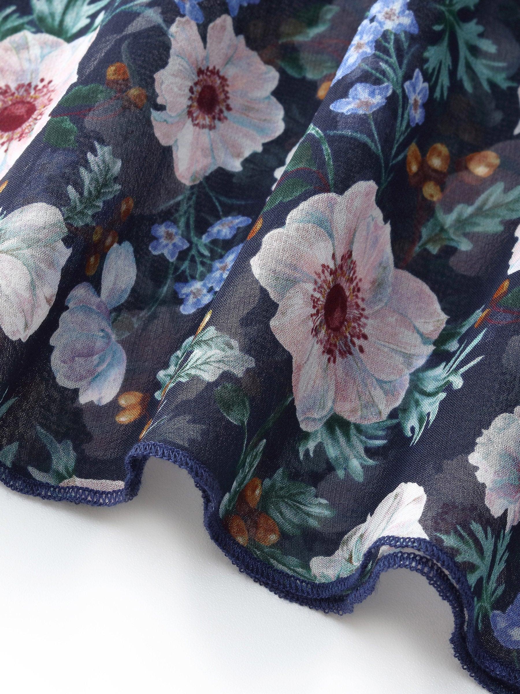 10MM Mulberry Silk Floral Print Women V-Neck Maxi Dress Product Image