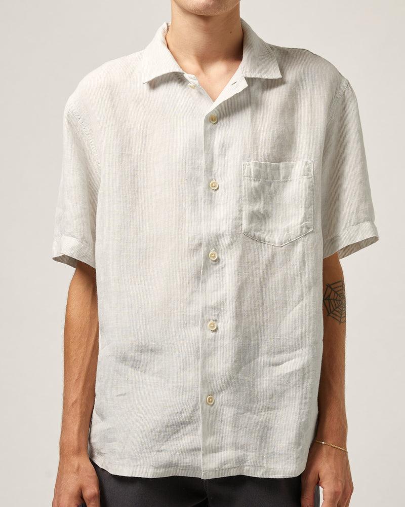 Linen Stripe SS Camp - Grey Product Image