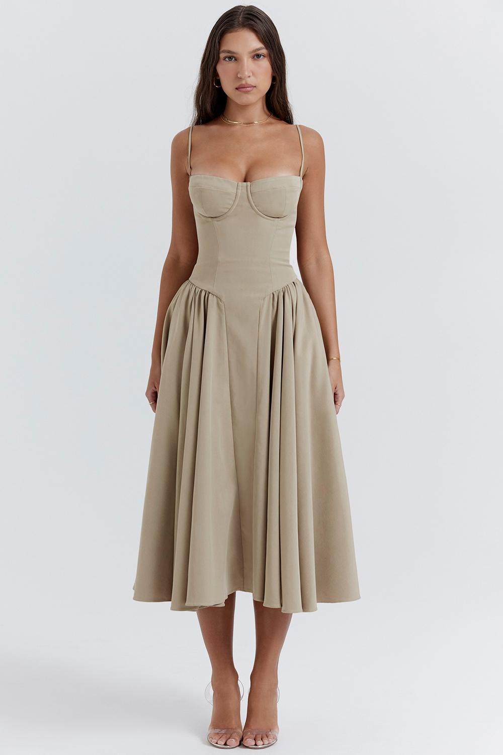 Samaria  taupe corset sundress Product Image