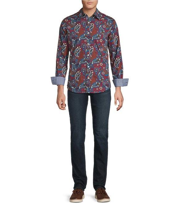 Cremieux Premium Denim Paisley Stretch Long Sleeve Woven Shirt Product Image