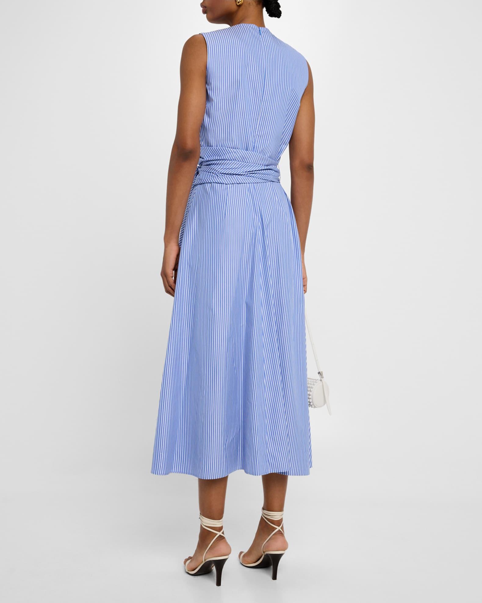 Penny Striped Draped Wrap Midi Dress Product Image