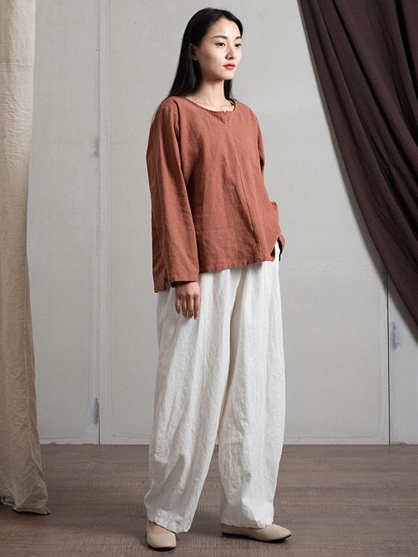 Simple High Waisted Solid Color Wide Leg Pants Product Image
