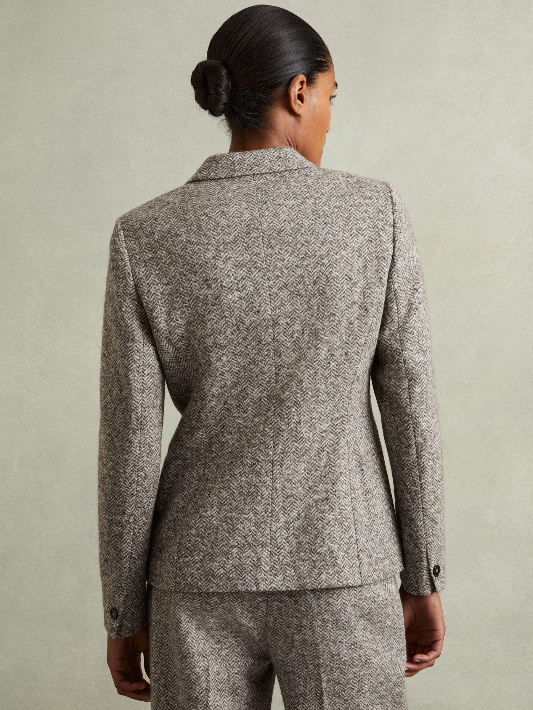 Wool and Cotton-Blend Tweed Suit Jacket in Grey Product Image