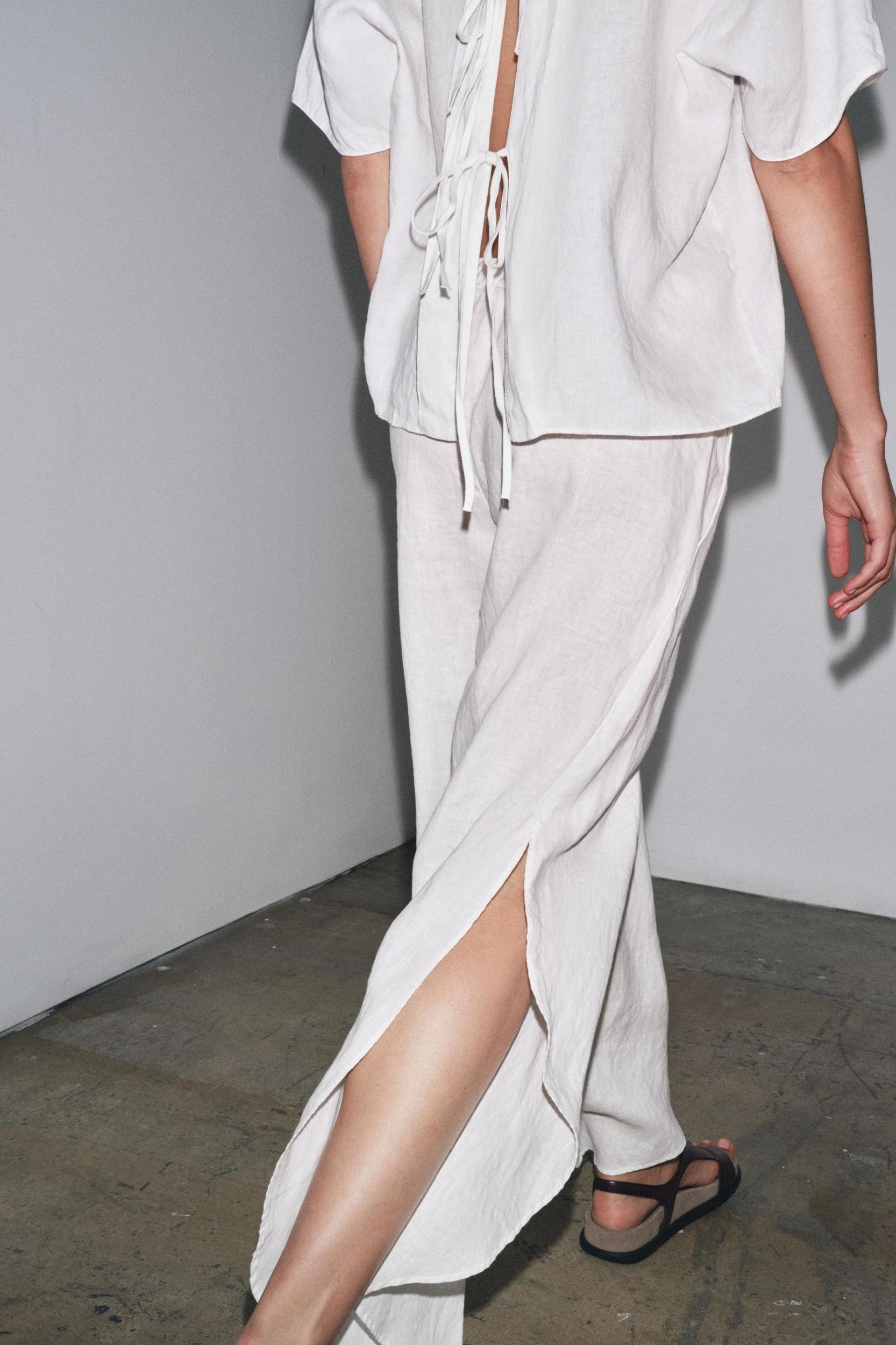 ZW COLLECTION LINEN PANTS WITH VENTS Product Image