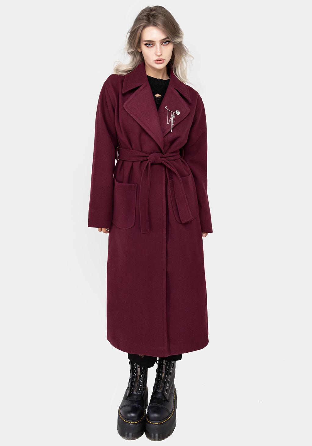 Meltdown Oversized Coat with Brooch - Red Product Image