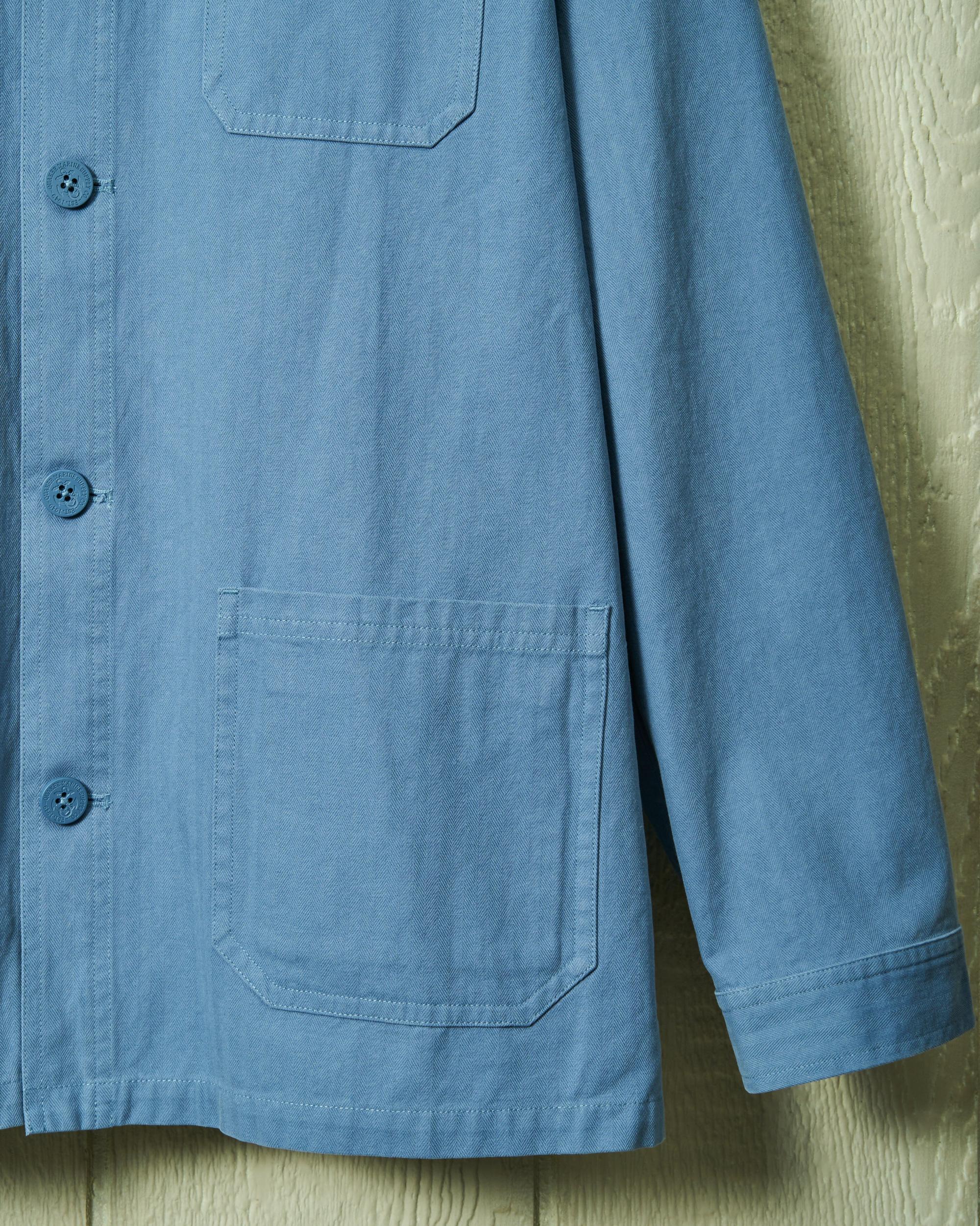 French Workman’s Jacket in Atlantic Blue Herringbone Product Image