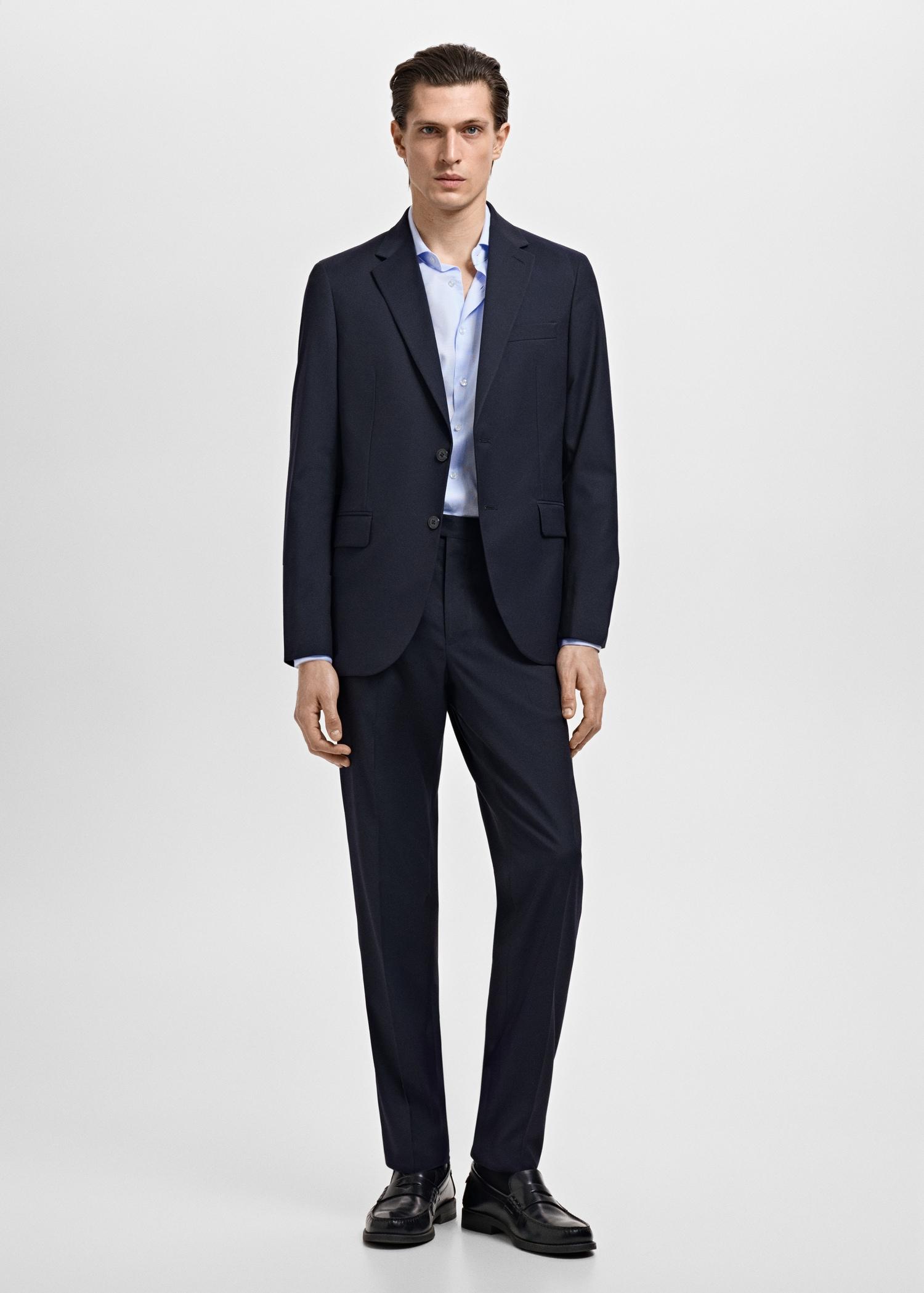 Slim-fit micro-print twill suit shirt - Men | MANGO USA Product Image