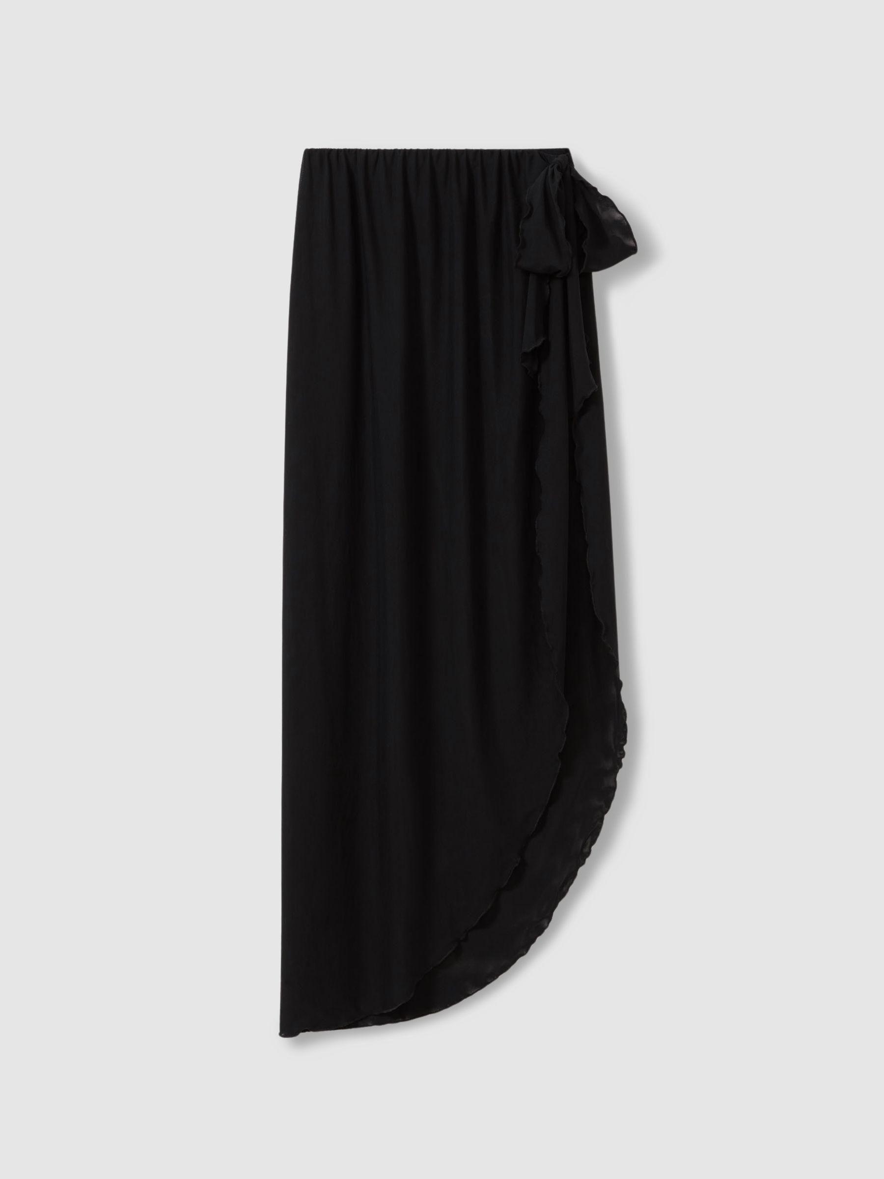 Mesh Sarong Skirt in Black Product Image