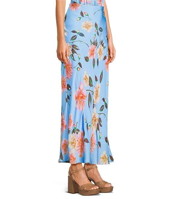 GB Satin Floral Print Coordinating Maxi Skirt Product Image