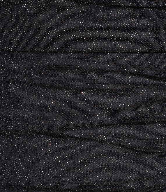 Pear Culture Long Sleeve Square Neck Glitter Power Mesh Sash Dress Product Image