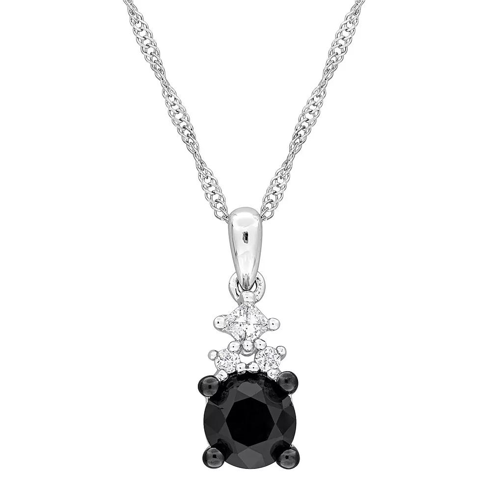 Stella Grace 14k White Gold 5/8 Carat T.W. Black & White Diamond Stud Pendant Necklace, Women's, Size: 17" Product Image
