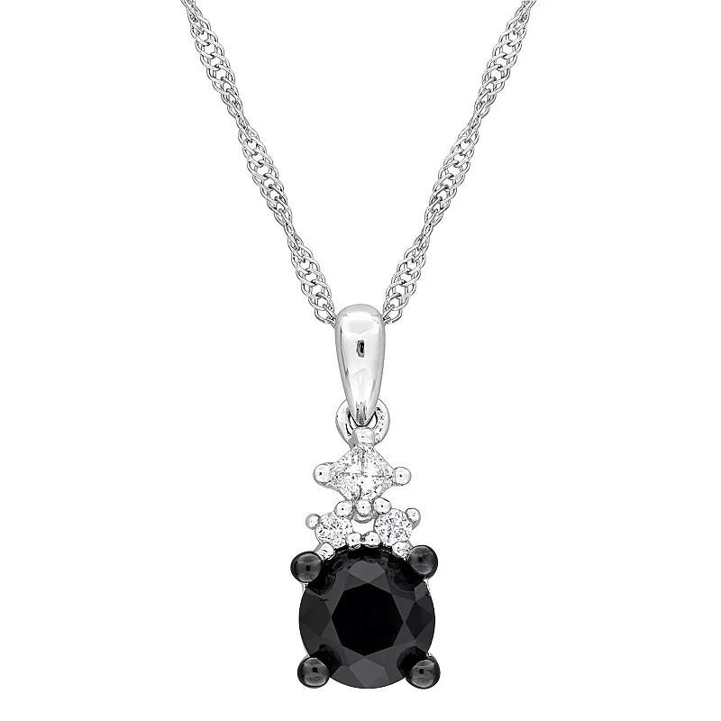 Stella Grace 14k White Gold 5/8 Carat T.W. Black & White Diamond Stud Pendant Necklace, Women's, Size: 17" Product Image