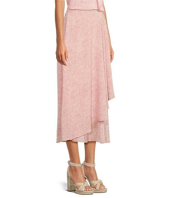 Vince Camuto Raining Dots Print Faux Wrap Woven Yoryu Midi Skirt Product Image