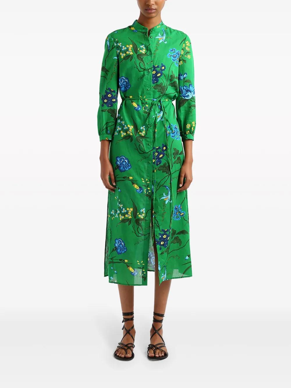 floral-print belted midi dress Product Image