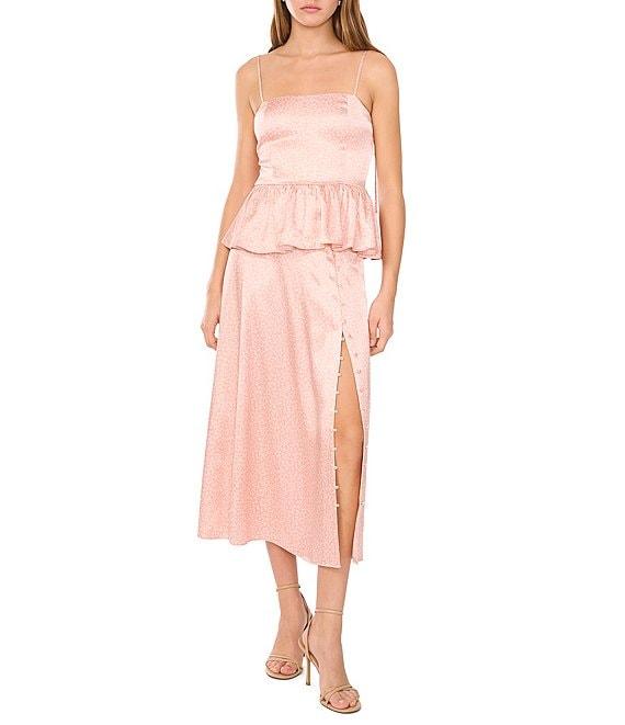 1. STATE Floral Print A-Line Midi Skirt Product Image