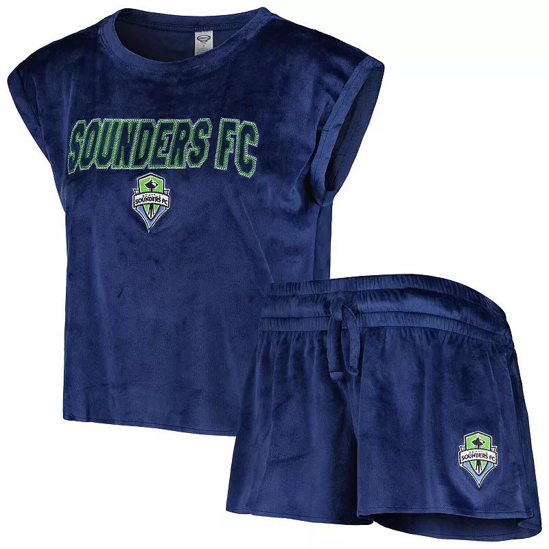 Women's Concepts Sport Navy Seattle Sounders FC Intermission T-Shirt and Shorts Sleep Set, Size: Small, Blue Product Image