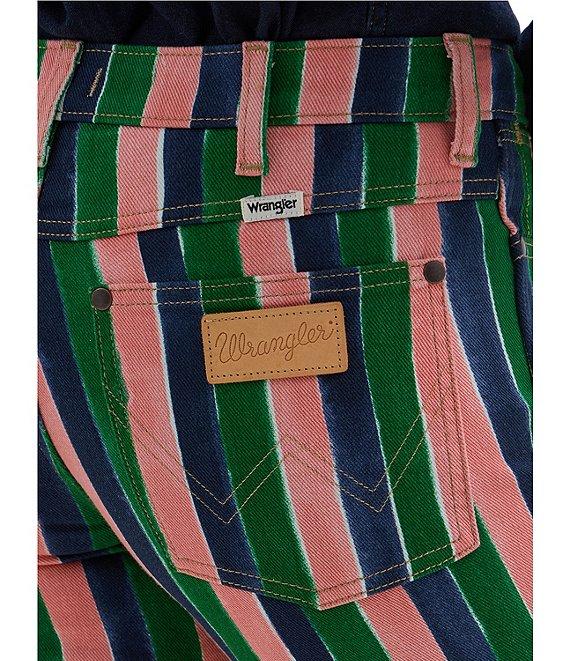 Wrangler Wanderer Denim Painterly Stripe Mid Rise Wide Vintage Flare Jeans Product Image