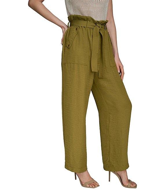 Donna Karan Ripple Twill Wide Leg Paper Bag Waist Pants Product Image