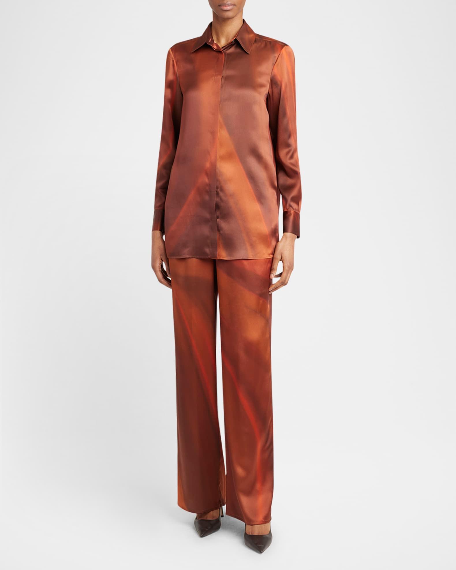 Abstract-Print Silk Button-Down Shirt Product Image