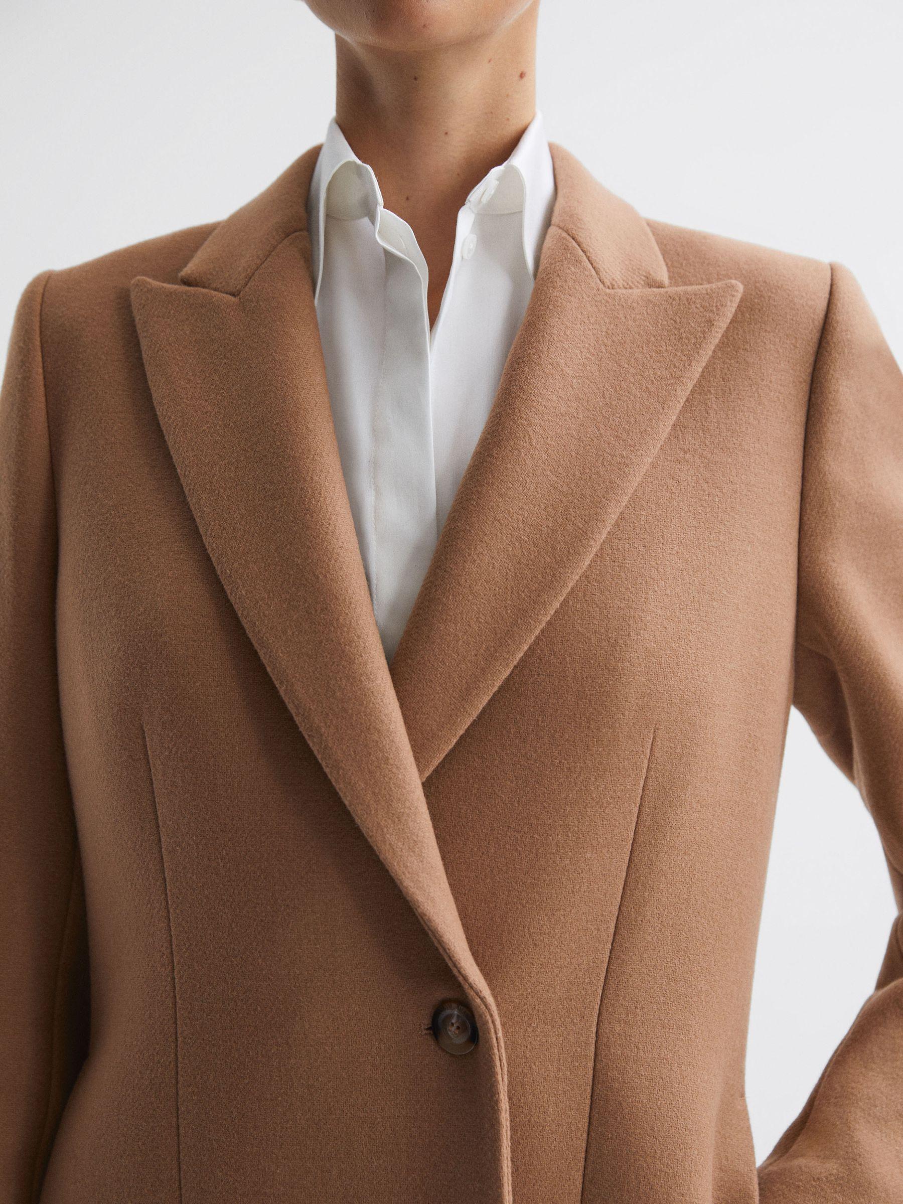 Wool Blend Double Breasted Coat in Camel Product Image