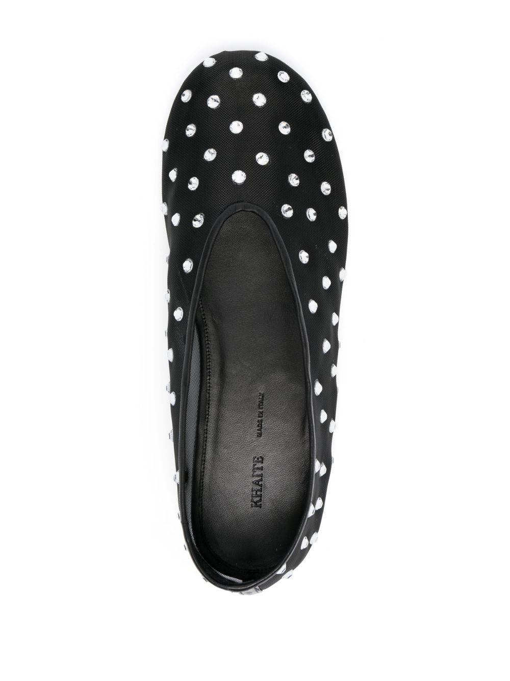 KHAITE Marcy Crystal-embellished Mesh Flats In Black Product Image