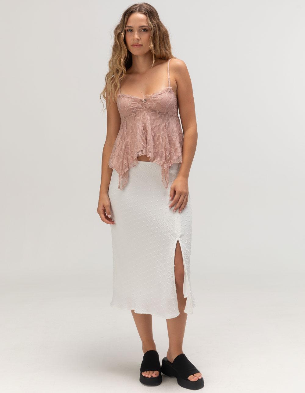 FULL TILT Lace Hanky Hem Womens Cami - BLUSH Product Image