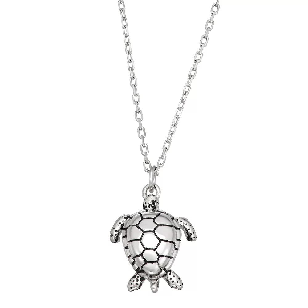 Sterling Silver Sea Turtle Necklace, Women's, Size: 16" Product Image