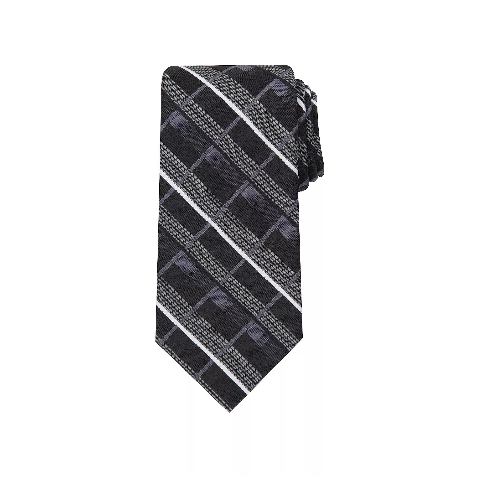 Men's Bespoke Patterned Tie, Black Shaw Product Image