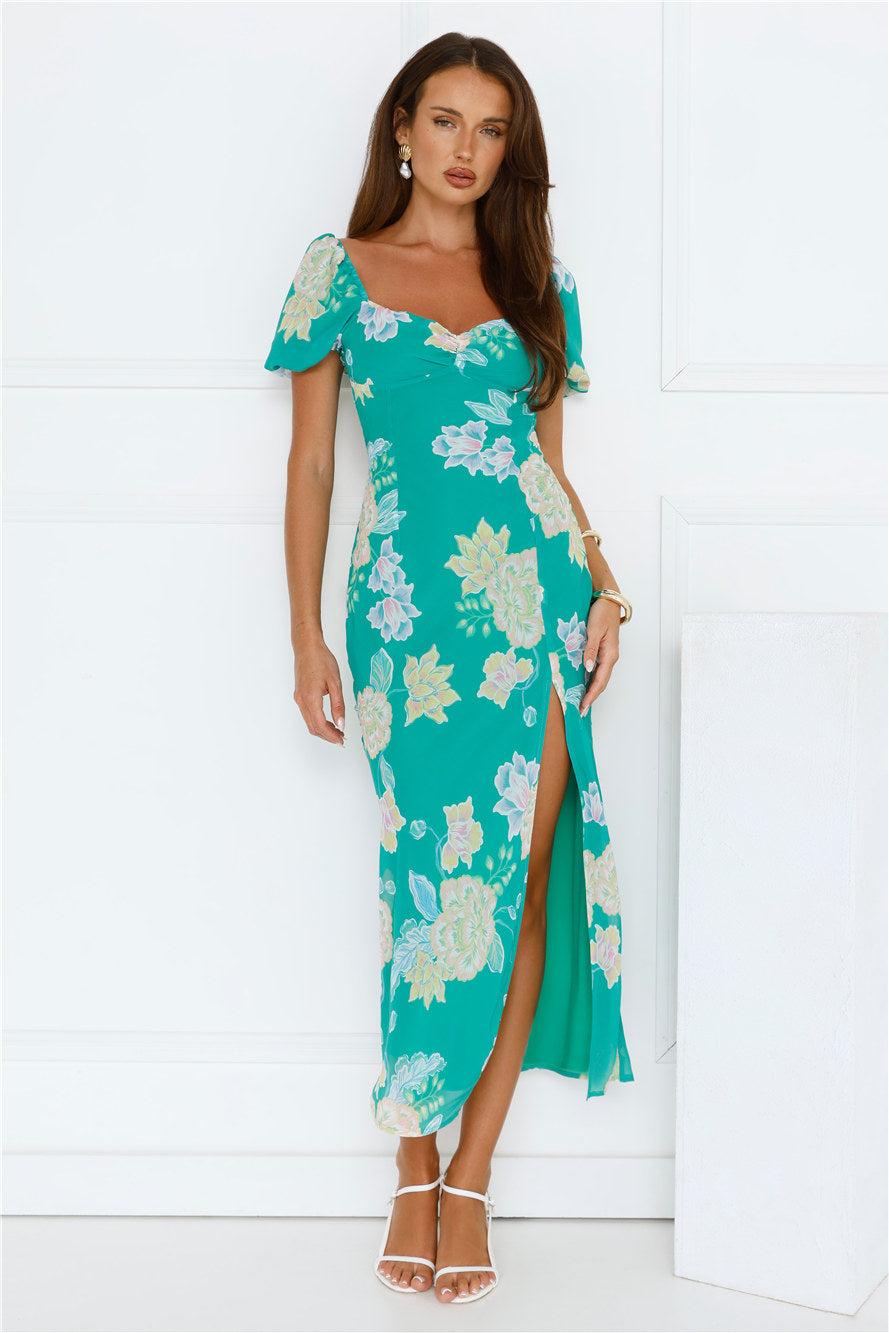 Floral Vines Midi Dress Green Product Image