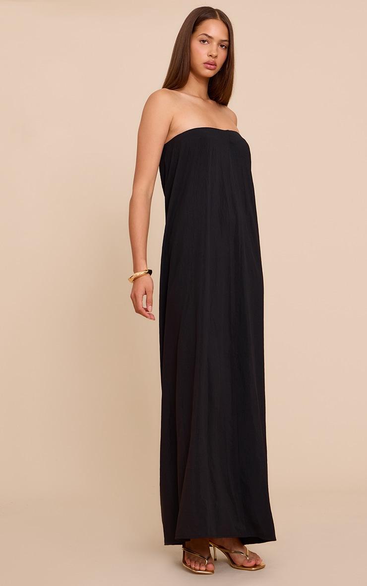 Black Floaty Woven Bandeau Maxi Dress Product Image
