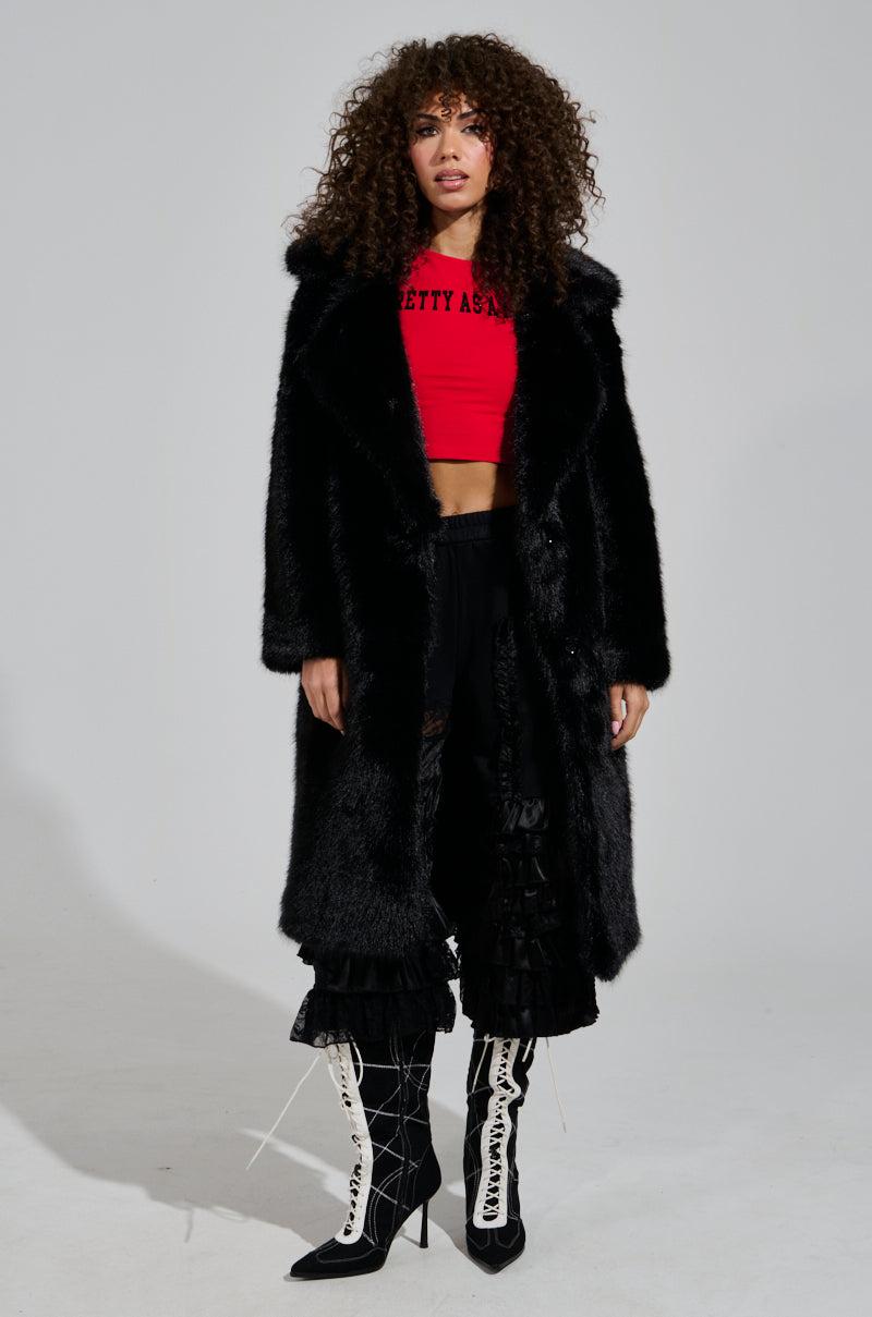 LENOX FAUX FUR TRENCH IN BLACK Product Image