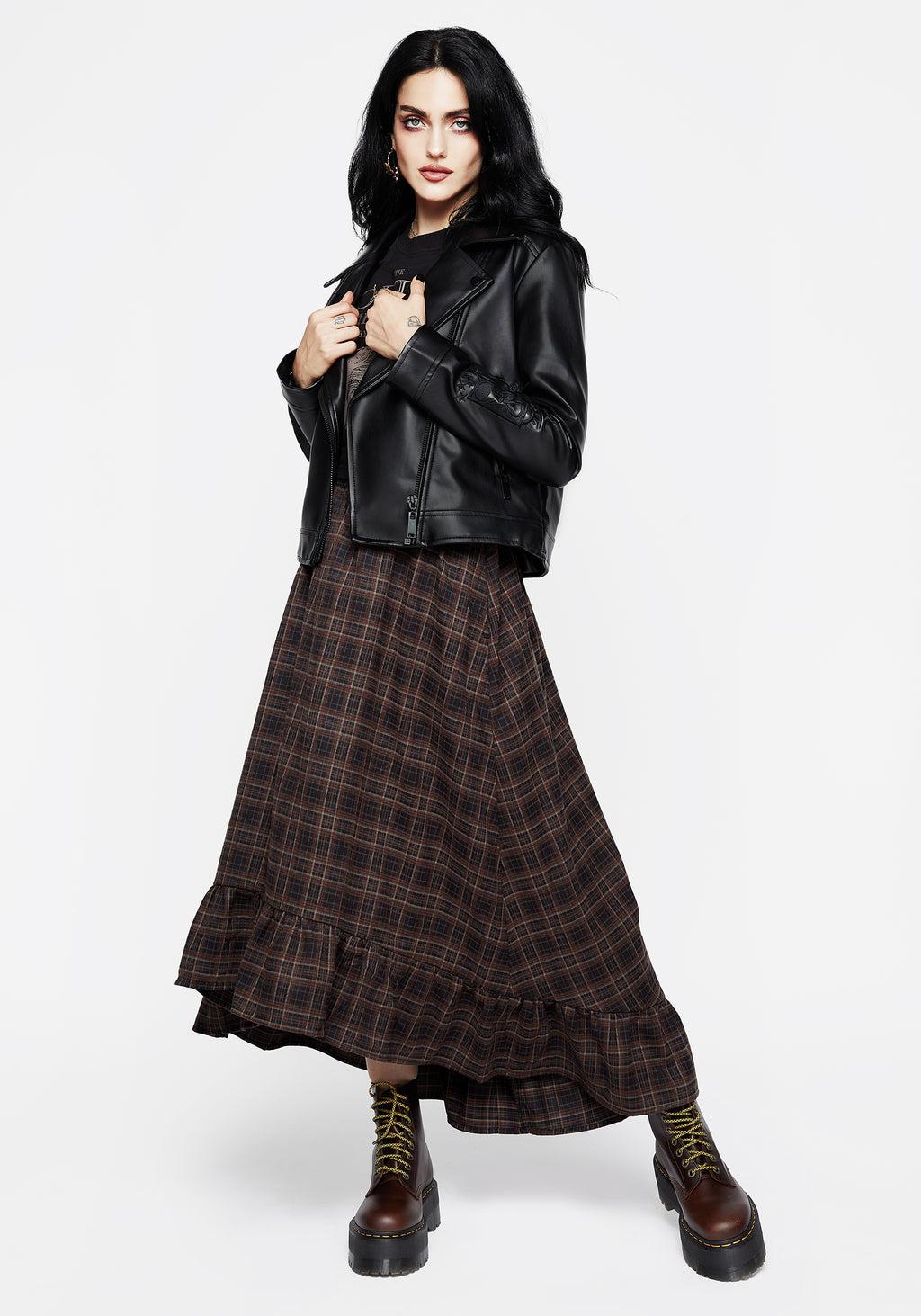 Embla Check Ruffle Maxi Skirt Product Image