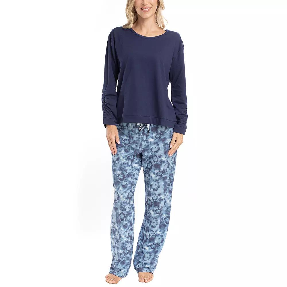 Women's MUK LUKS Long Sleeve Pajama Top & Pajama Open Leg Pants Set,  Product Image
