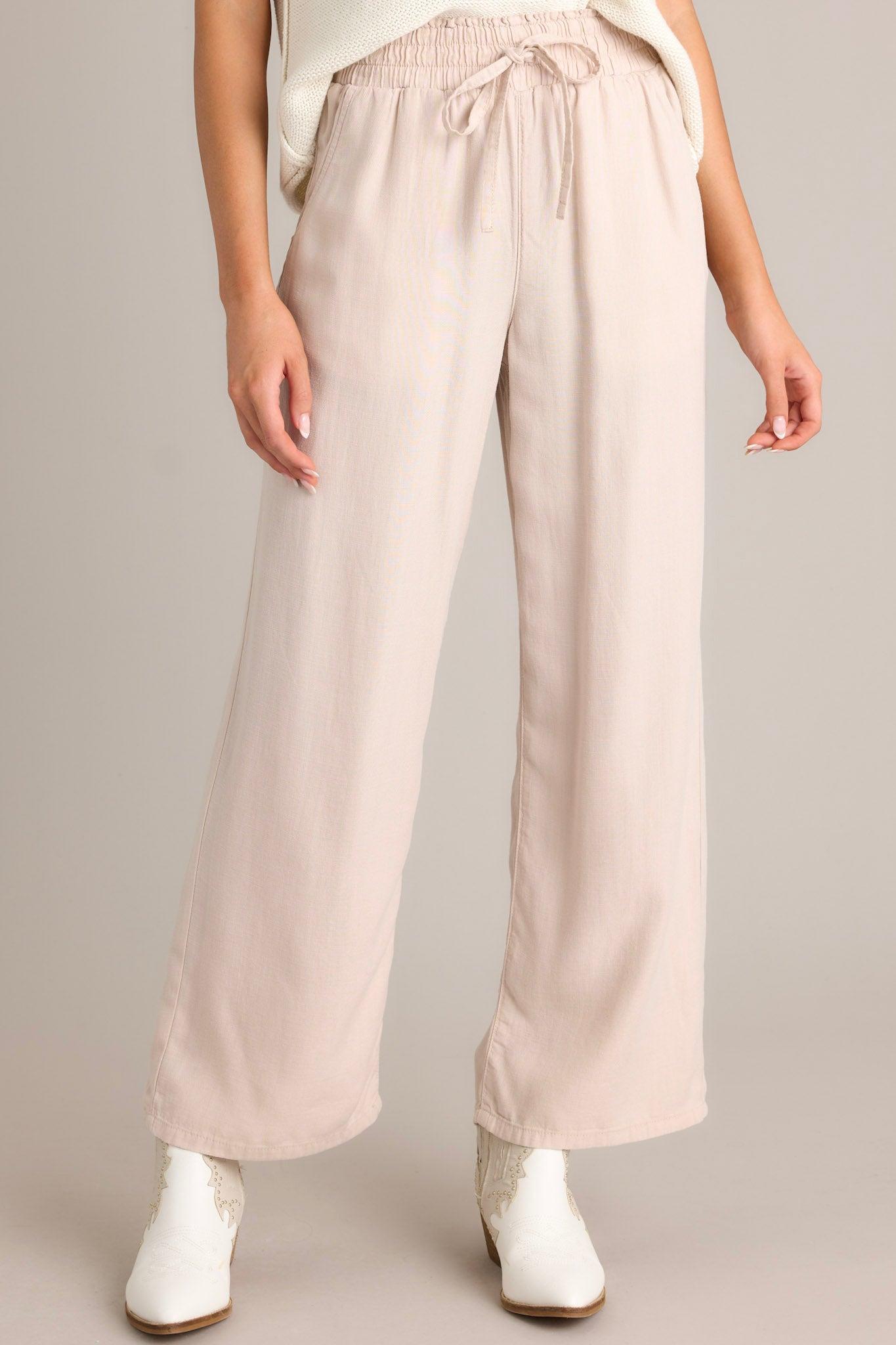 Midnight Comfort Beige Wide Leg Pants Product Image