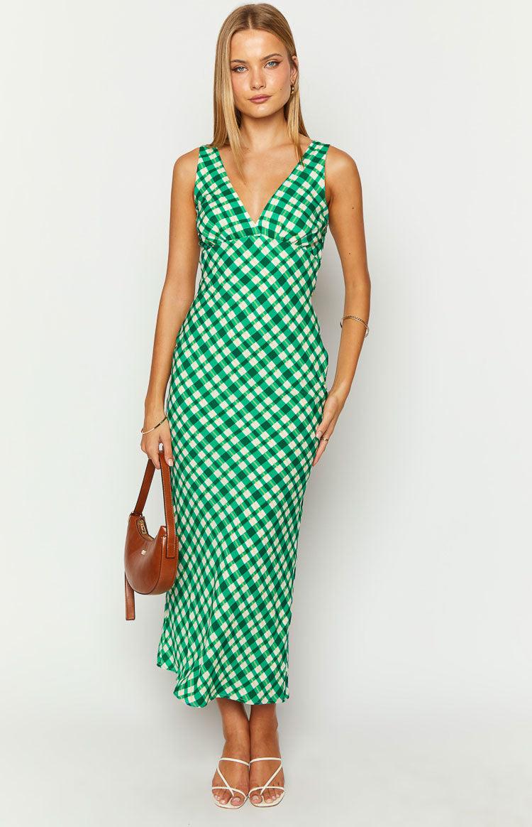 Verlaine Green Check Maxi Dress Product Image