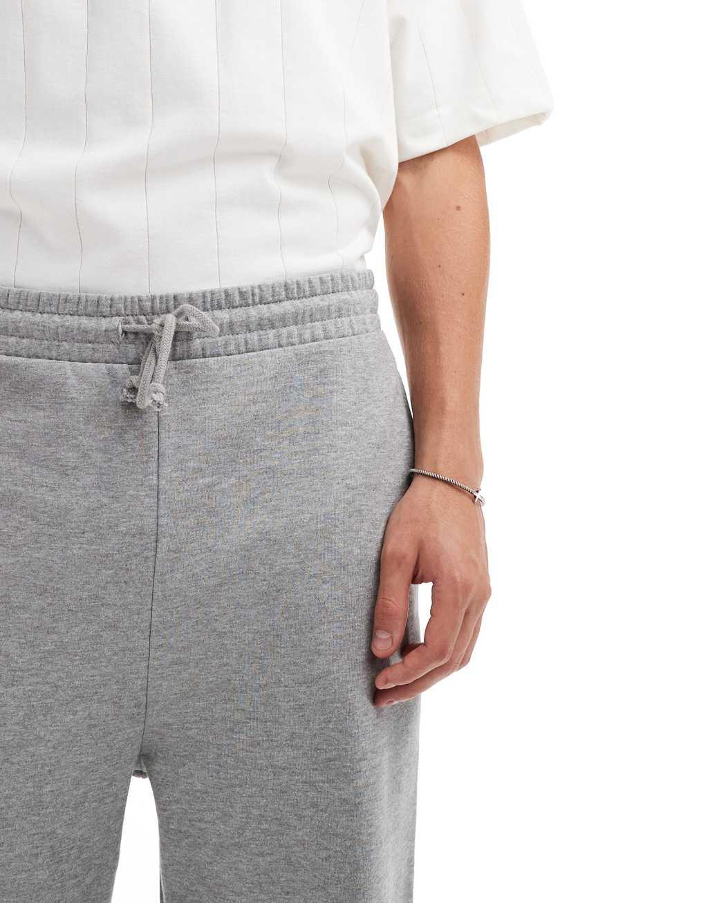 ASOS DESIGN essential wide leg joggers in heather gray Product Image