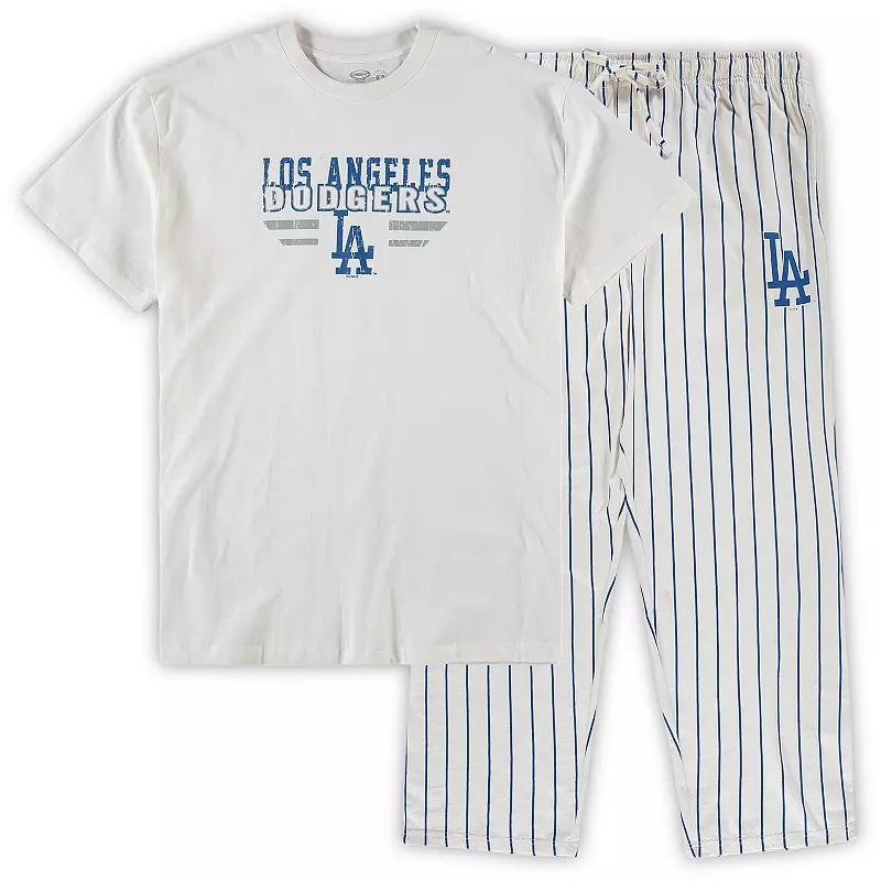 Men's Concepts Sport White/Royal Los Angeles Dodgers Big & Tall Pinstripe Sleep Set, Size: 4XB Product Image