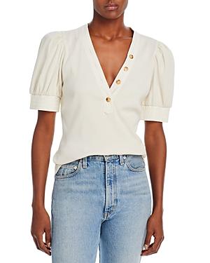 Derek Lam 10 Crosby Heather V Neck Puff Sleeve Top Product Image