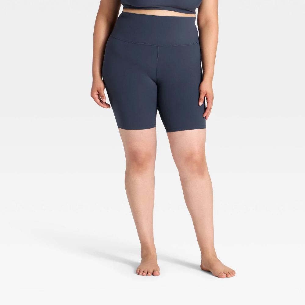 Women's Everyday Soft Ultra High-Rise Bike Shorts 8" - All In Motion™ Navy Blue XXL: Moisture Wicking, Quick Dry, UPF 50+, Pull-On Knit Product Image