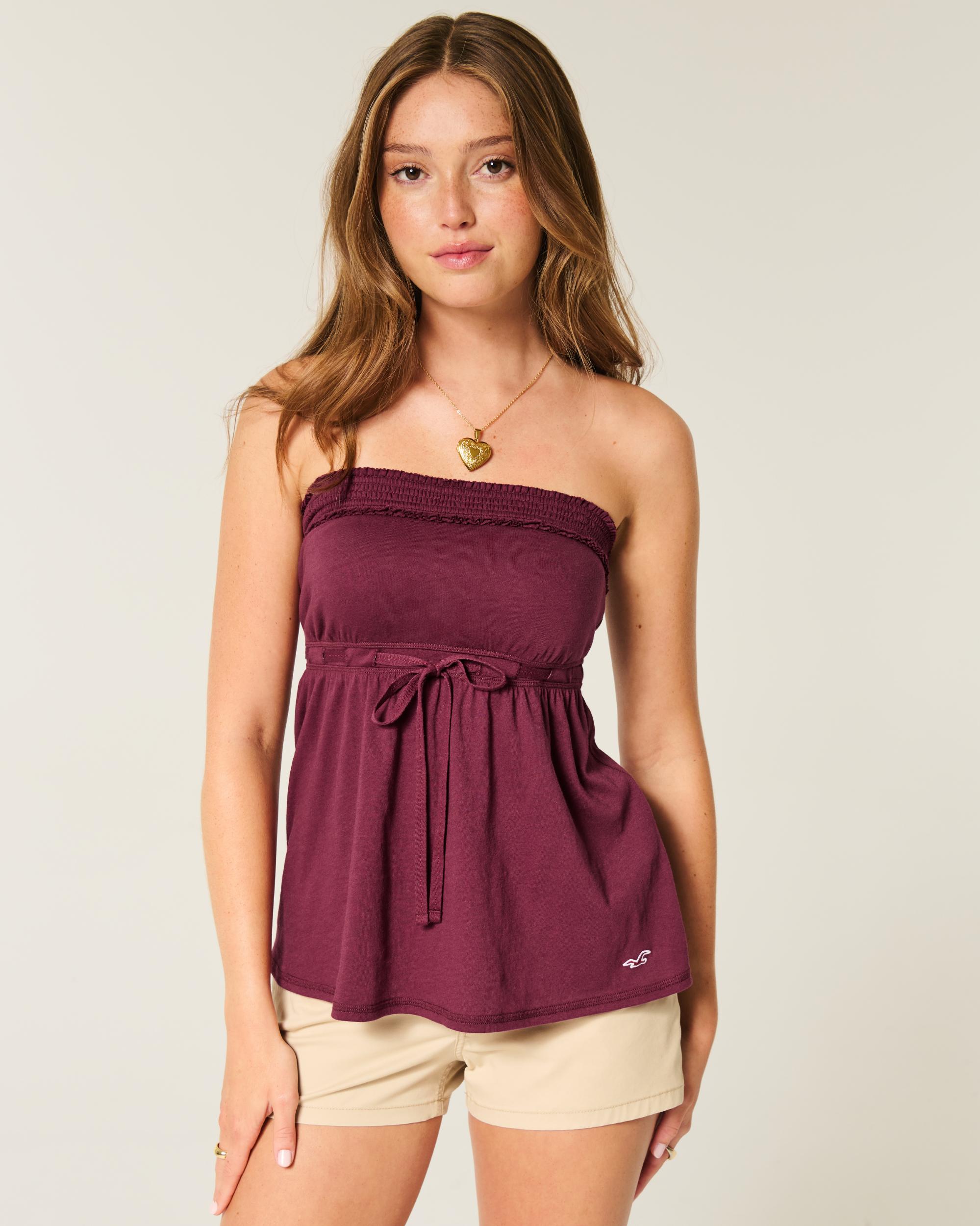 Strapless Tie Waist Babydoll Top Product Image